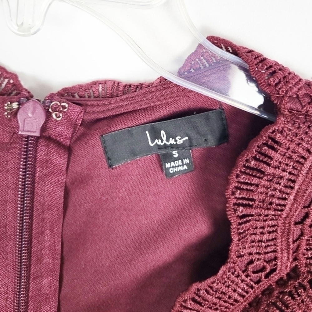 LULUS Angel in Disguise Burgundy Lace Skater Dress NWT wedding guest - Picture 4 of 5